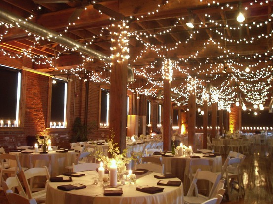 Wedding Ceiling Decorations Swagged Twinkle Lights